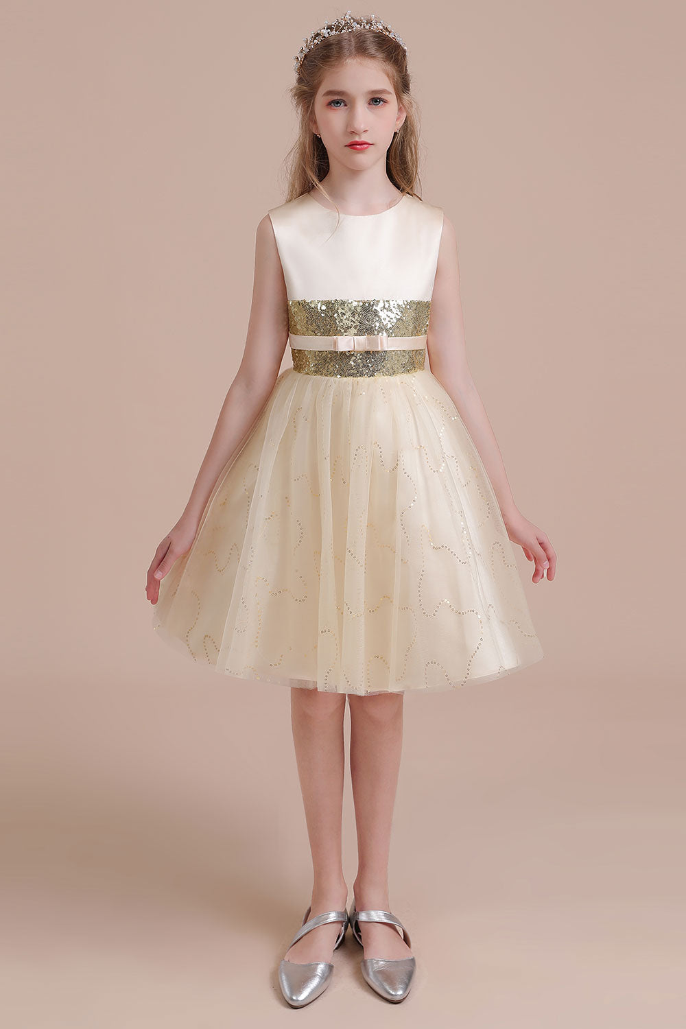 A-Line Cute Sequins Tulle Flower Girl Dress Online