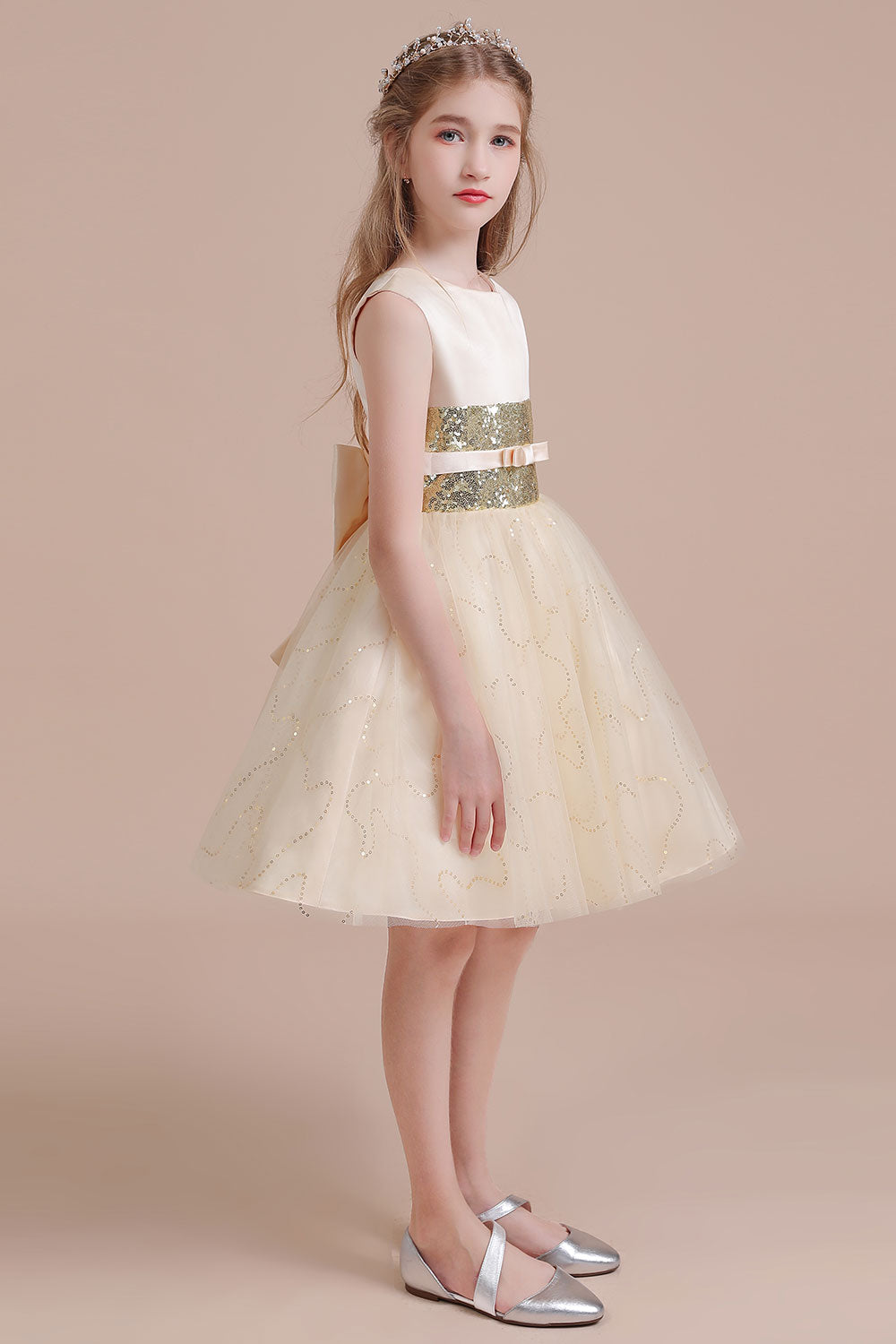 A-Line Cute Sequins Tulle Flower Girl Dress Online