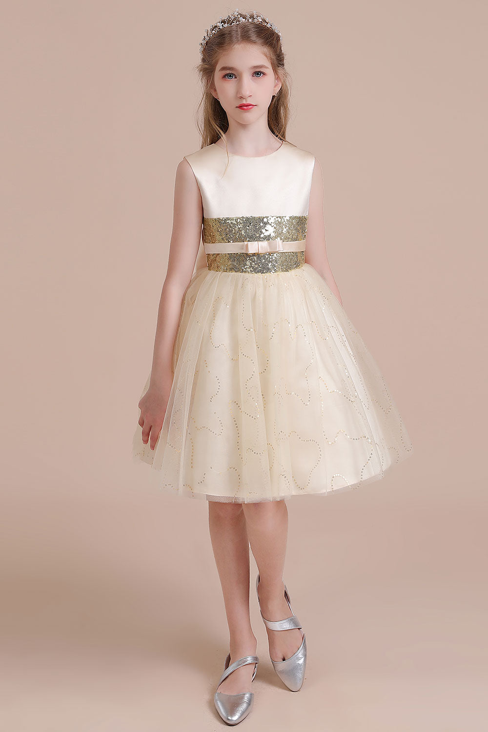 A-Line Cute Sequins Tulle Flower Girl Dress Online