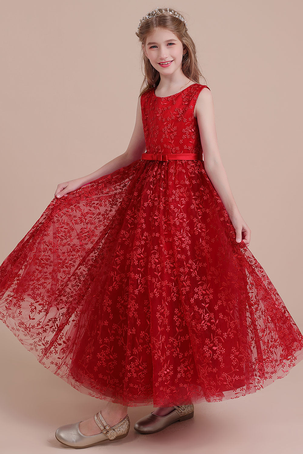 A-Line Elegant Ankle Length Tulle Flower Girl Dress Online