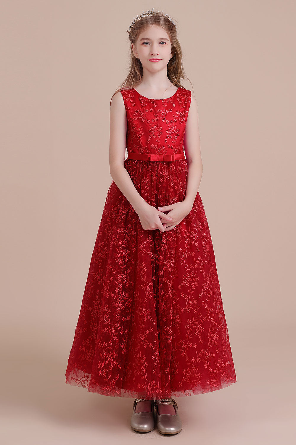 A-Line Elegant Ankle Length Tulle Flower Girl Dress Online