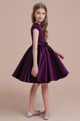 A-Line Graceful Cap Sleeve Satin Flower Girl Dress Online