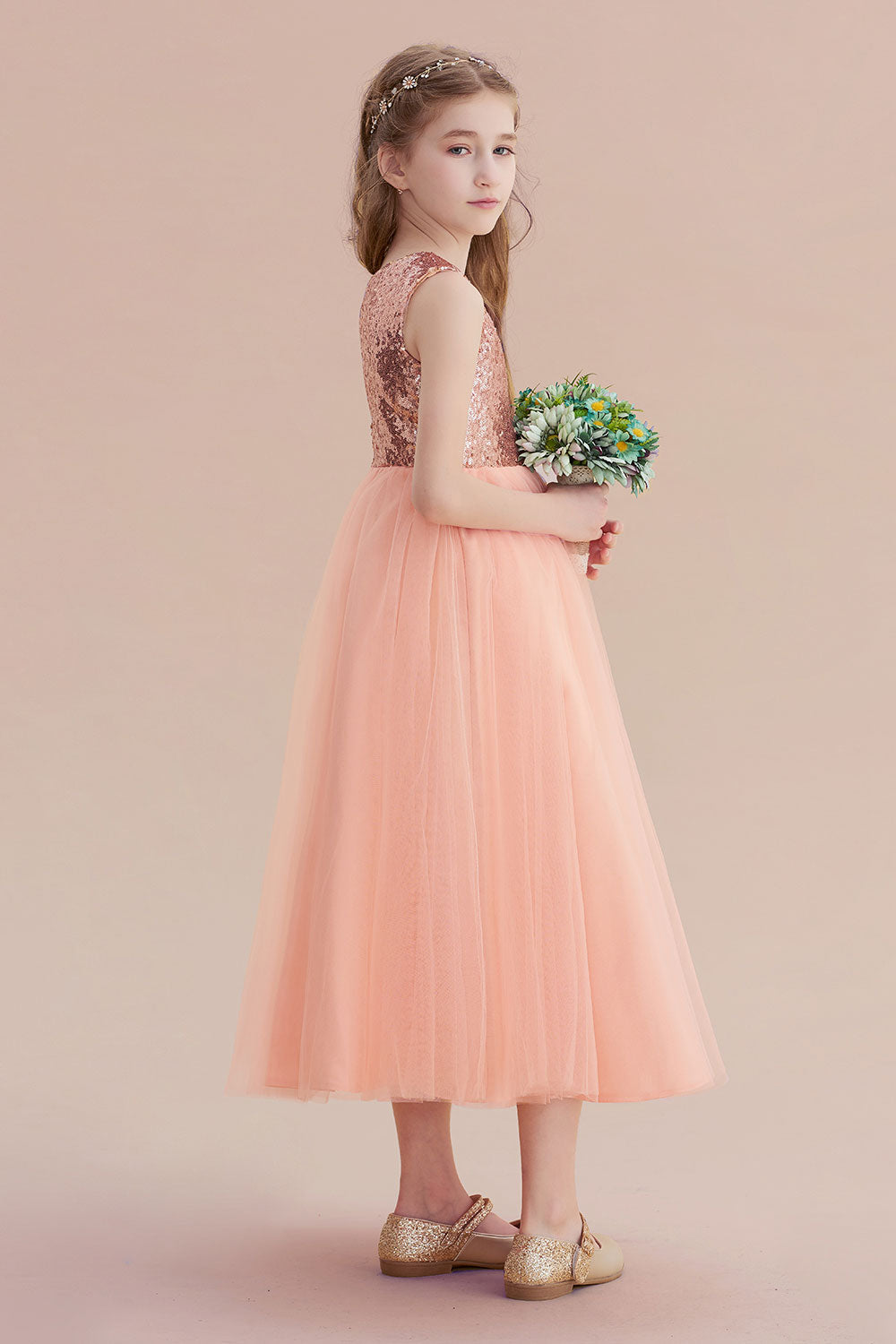A-Line Graceful Sequins Tulle Flower Girl Dress On Sale