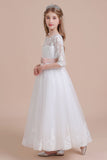 A-Line Illusion Lace Tulle Ankle Length Flower Girl Dress On Sale