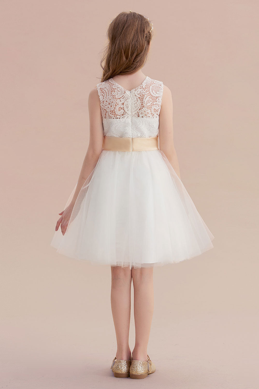 A-Line Lace Tulle Knee Length Dress Flower Girl Dress Online