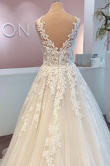 A-Line Lace Wedding Dress Sleeveless Long Bridal Gowns