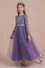 A-Line Long Sleeve Ankle Length Flower Girl Dress On Sale