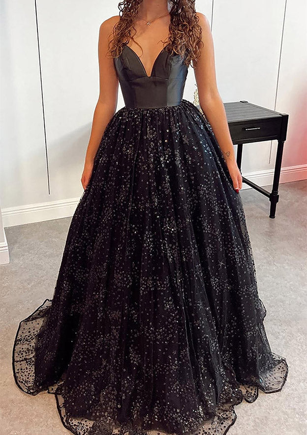A-Line Princess Sweetheart Sleeveless Tulle Satin Sweep Train Prom Dre Newinlook A-Line Princess Sweetheart Sleeveless Tulle Satin Sweep Train Prom Dre Newinlook