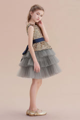 A-Line Sequins Tulle Knee Length Flower Girl Dress On Sale