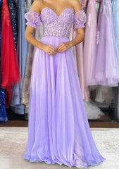 A-Line Sweetheart Strapless Long/Floor-Length Chiffon Prom Dress/Evening Dress with Detachable Balloon Sleeves