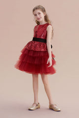 A-Line Tulle Sequins Knee Length Flower Girl Dress Online