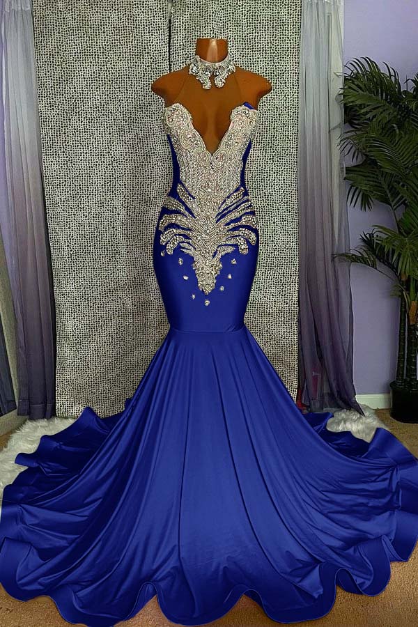 Newinlook Pink Sleeveless Beading Mermaid Evening Dress