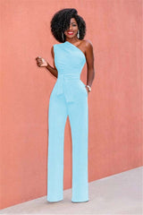 Newinlook Concise Black One-Shoulder Daily Women's Jump Suit