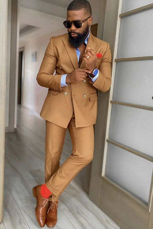 Newinlook Fashionable Best-Fit Double-Breasted Suit with Peaked Lapel for Wedding Party