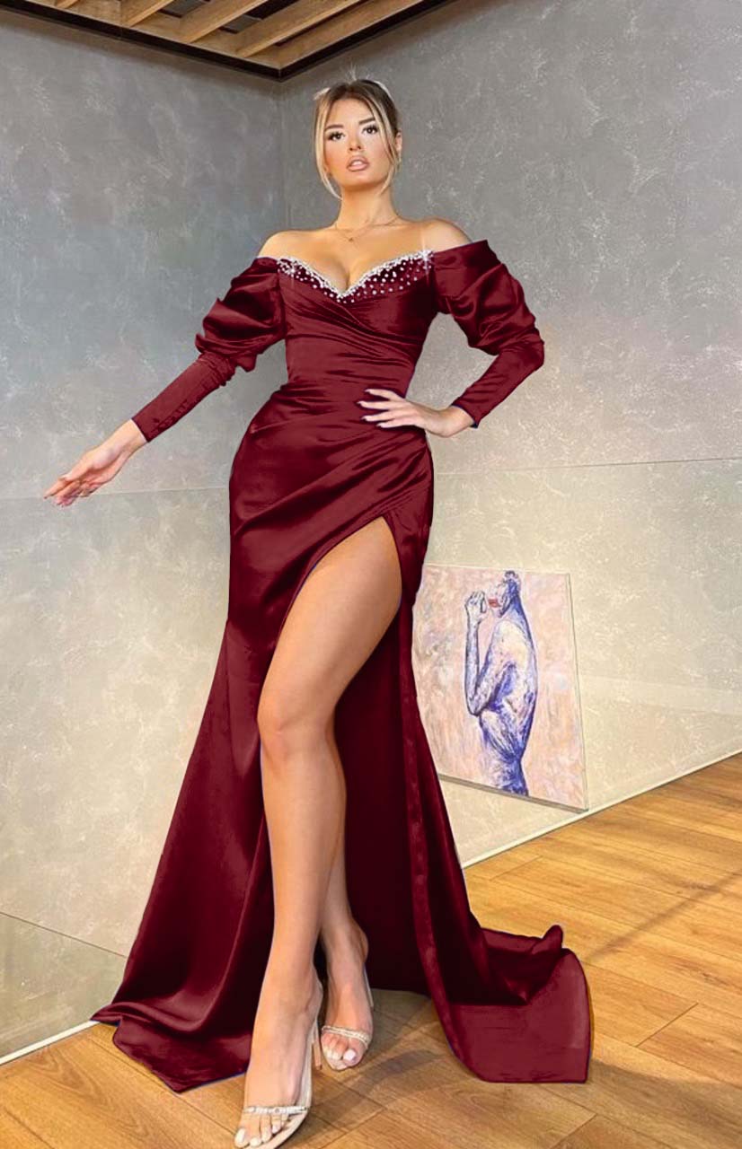 Newinlook Long Sleeves Royal Blue Mermaid Evening Dress