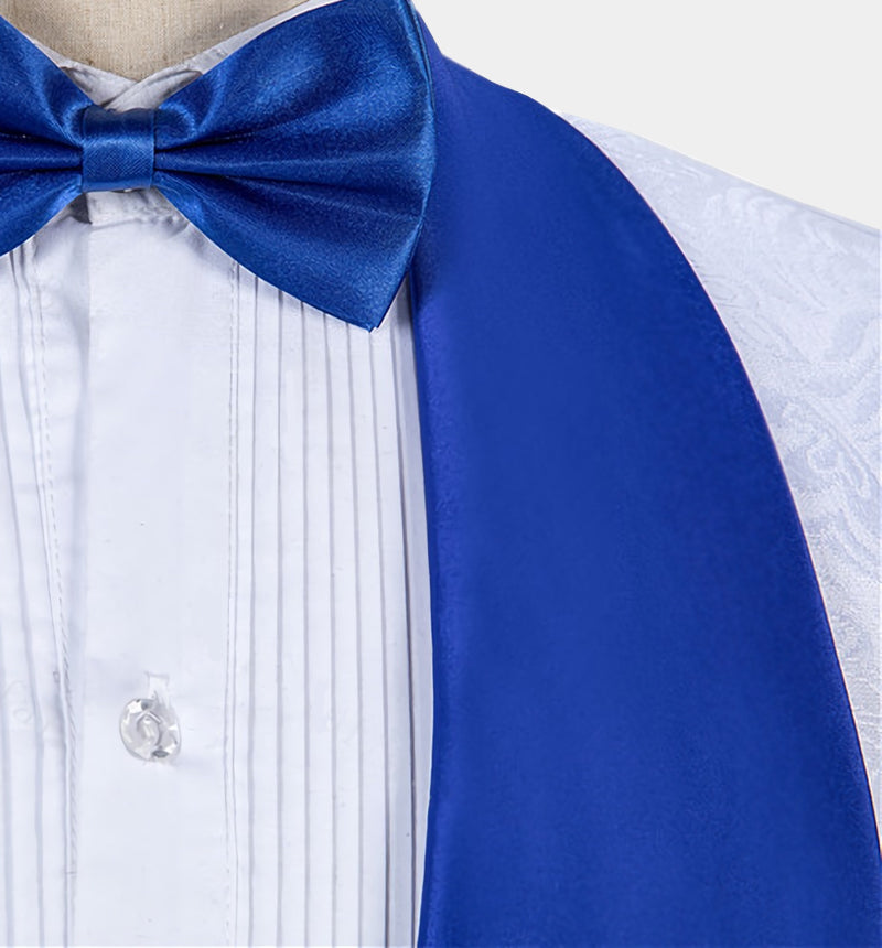 Newinlook Blue Jacquard Tuxedo Suit with Shawl Lapel - Fashionable for Groom