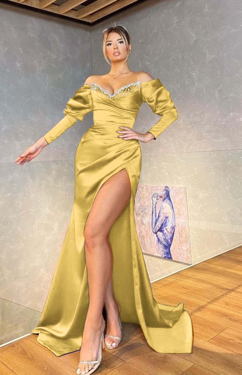 Newinlook Long Sleeves Royal Blue Mermaid Evening Dress