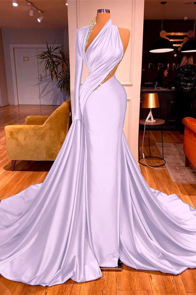 Newinlook One-Shoulder Mermaid Long Sleeves Evening Dress Long With Beadings