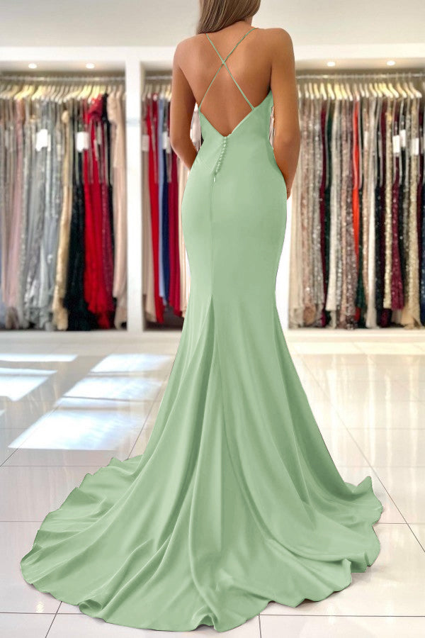 Newinlook Red Spaghetti Strap Mermaid Long Evening Dress