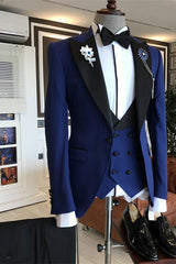 Newinlook Stylish Dark Blue Wedding Suit with Peaked Lapel for Groom