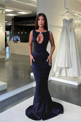 Jewel Neck Sleeveless High Waist Mermaid Formal Dress With Pleated
