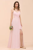 Affordable Blushing Pink Spaghetti Straps Ruffle Bridesmaid Dress