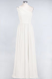 Affordable Chiffon One-Shoulder Ruffle Bridesmaid Dress with Beadings