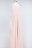 Affordable Chiffon One-Shoulder Ruffle Bridesmaid Dress with Beadings