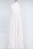 Affordable Chiffon One-Shoulder Ruffle Bridesmaid Dress with Beadings