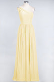 Affordable Chiffon One-Shoulder Ruffle Bridesmaid Dress with Beadings