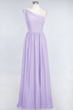 Affordable Chiffon One-Shoulder Ruffle Bridesmaid Dress with Beadings