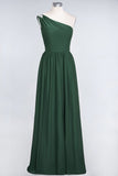 Affordable Chiffon One-Shoulder Ruffle Bridesmaid Dress with Beadings