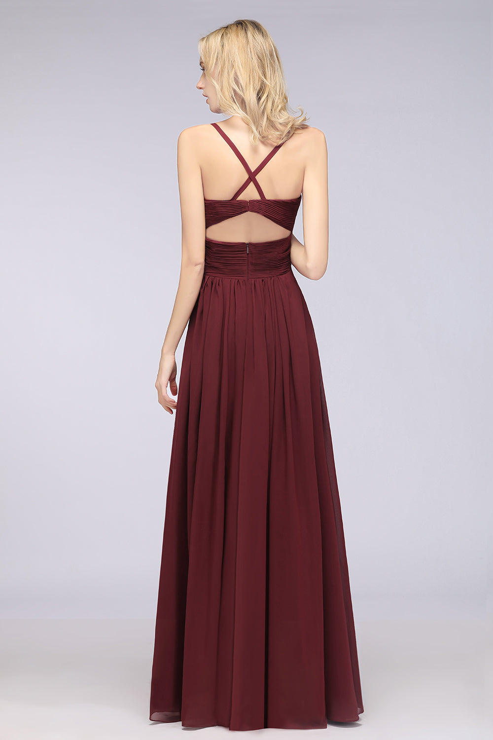 Affordable Chiffon Ruffle V-Neck Bridesmaid Dresses with Spaghetti Str Newinlook Affordable Chiffon Ruffle V-Neck Bridesmaid Dresses with Spaghetti Str Newinlook