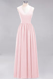 Affordable Chiffon V-Neck Sleeveless Lace Bridesmaid Dress Online