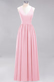 Affordable Chiffon V-Neck Sleeveless Lace Bridesmaid Dress Online