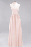 Affordable Chiffon V-Neck Sleeveless Lace Bridesmaid Dress Online