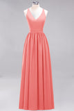 Affordable Chiffon V-Neck Sleeveless Lace Bridesmaid Dress Online