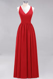 Affordable Chiffon V-Neck Sleeveless Lace Bridesmaid Dress Online