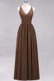 Affordable Chiffon V-Neck Sleeveless Lace Bridesmaid Dress Online