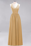 Affordable Chiffon V-Neck Sleeveless Lace Bridesmaid Dress Online