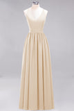 Affordable Chiffon V-Neck Sleeveless Lace Bridesmaid Dress Online
