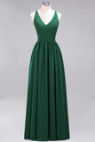 Affordable Chiffon V-Neck Sleeveless Lace Bridesmaid Dress Online