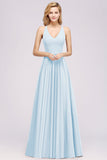 Affordable Chiffon V-Neck Sleeveless Lace Bridesmaid Dress Online