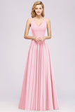 Affordable Chiffon V-Neck Sleeveless Lace Bridesmaid Dress Online