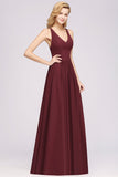 Affordable Chiffon V-Neck Sleeveless Lace Bridesmaid Dress Online