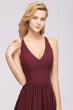 Affordable Chiffon V-Neck Sleeveless Lace Bridesmaid Dress Online
