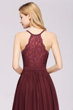 Affordable Chiffon V-Neck Sleeveless Lace Bridesmaid Dress Online