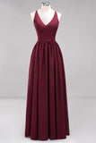 Affordable Chiffon V-Neck Sleeveless Lace Bridesmaid Dress Online