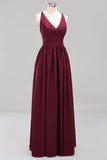 Affordable Chiffon V-Neck Sleeveless Lace Bridesmaid Dress Online