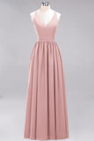 Affordable Chiffon V-Neck Sleeveless Lace Bridesmaid Dress Online